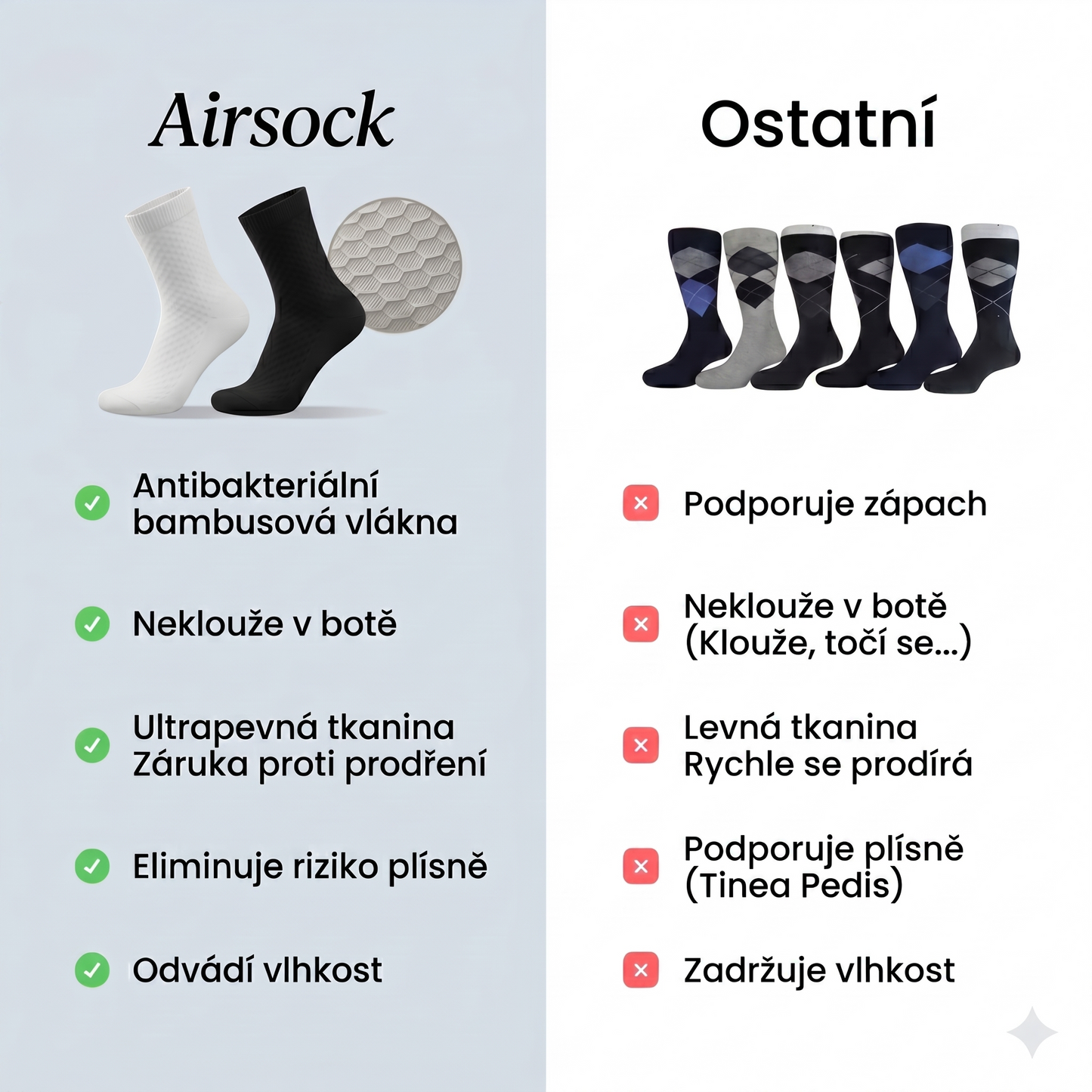 POLOVYSOKÉ PONOŽKY AIRSOCK Z PRÉMIOVÉHO BAMBUSOVÉHO VLÁKNA